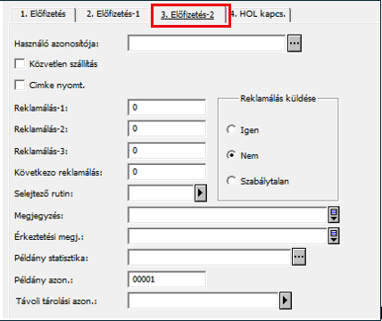 előfizetési rekord